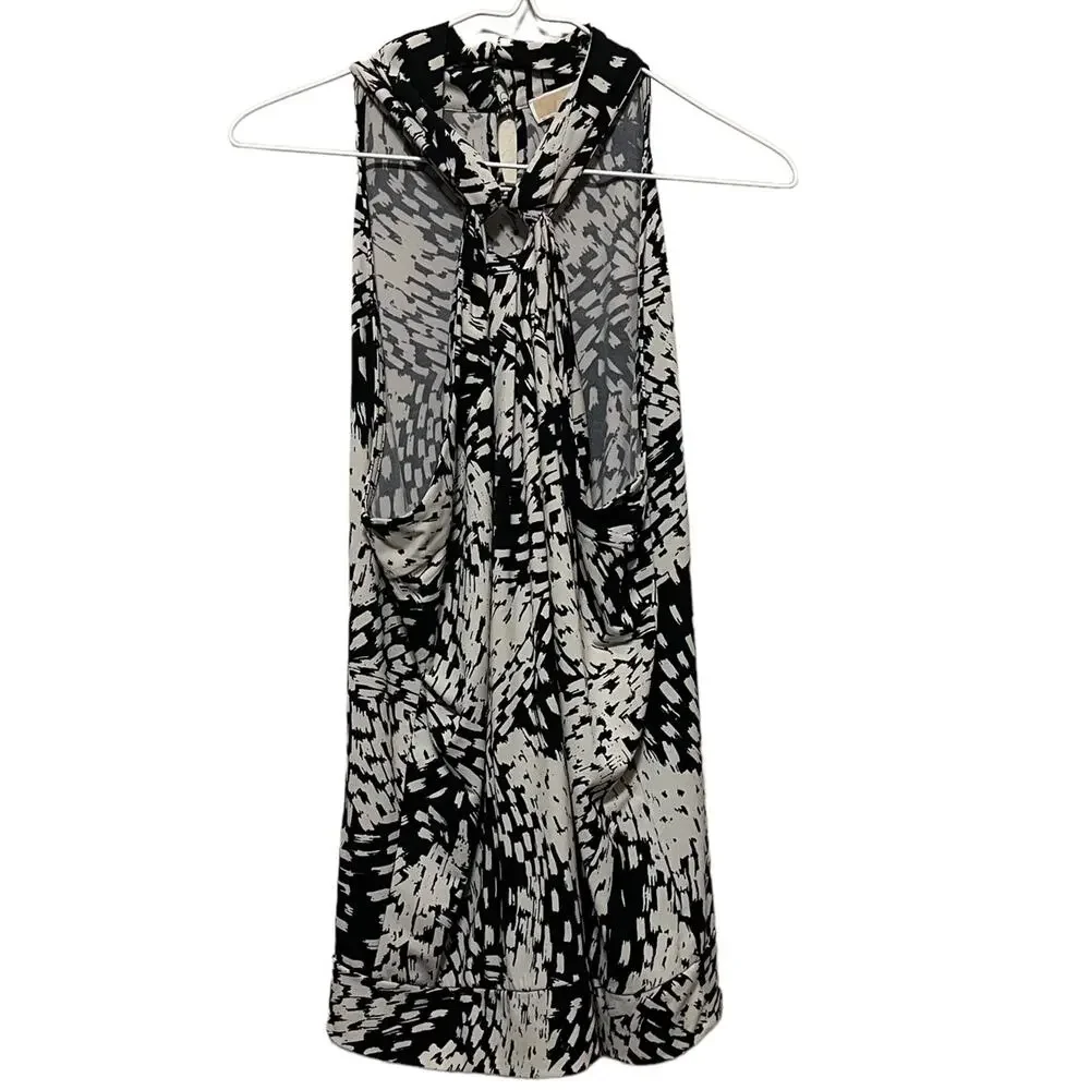Michael Kors Black &‎ White Patterned Halter/ Tank Top